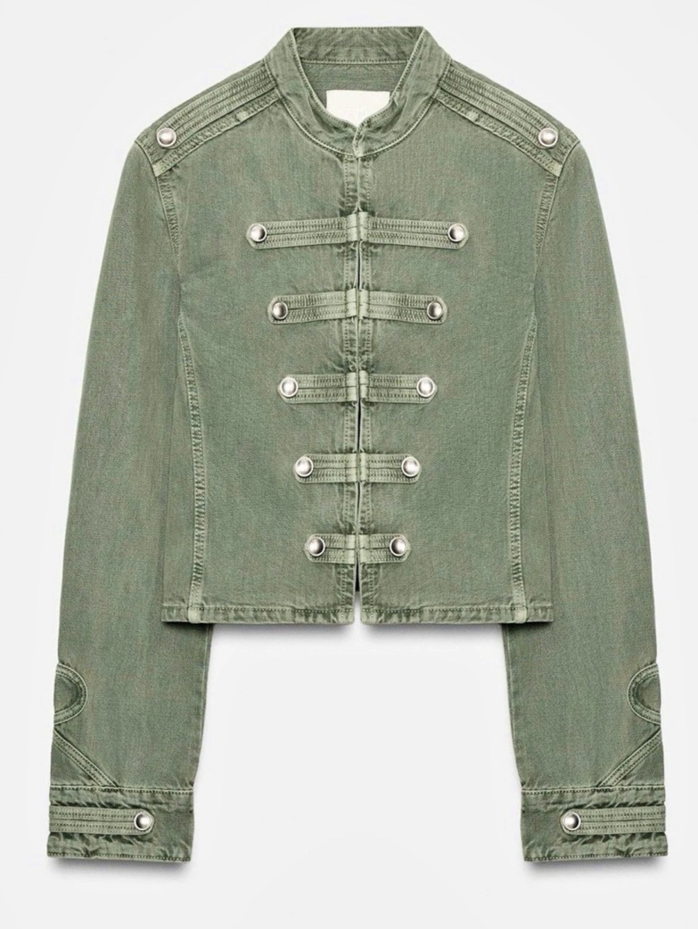 Zara Fitted Button Jacket Women's Green Jacket